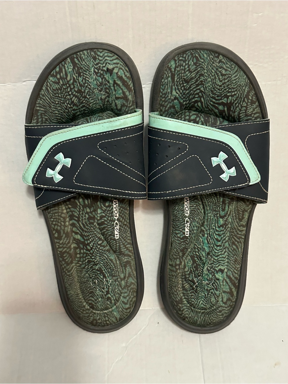 Under Armour Ignite 4D Foam Slides Mens 11 Black Aqua 1252544-029 Sandals